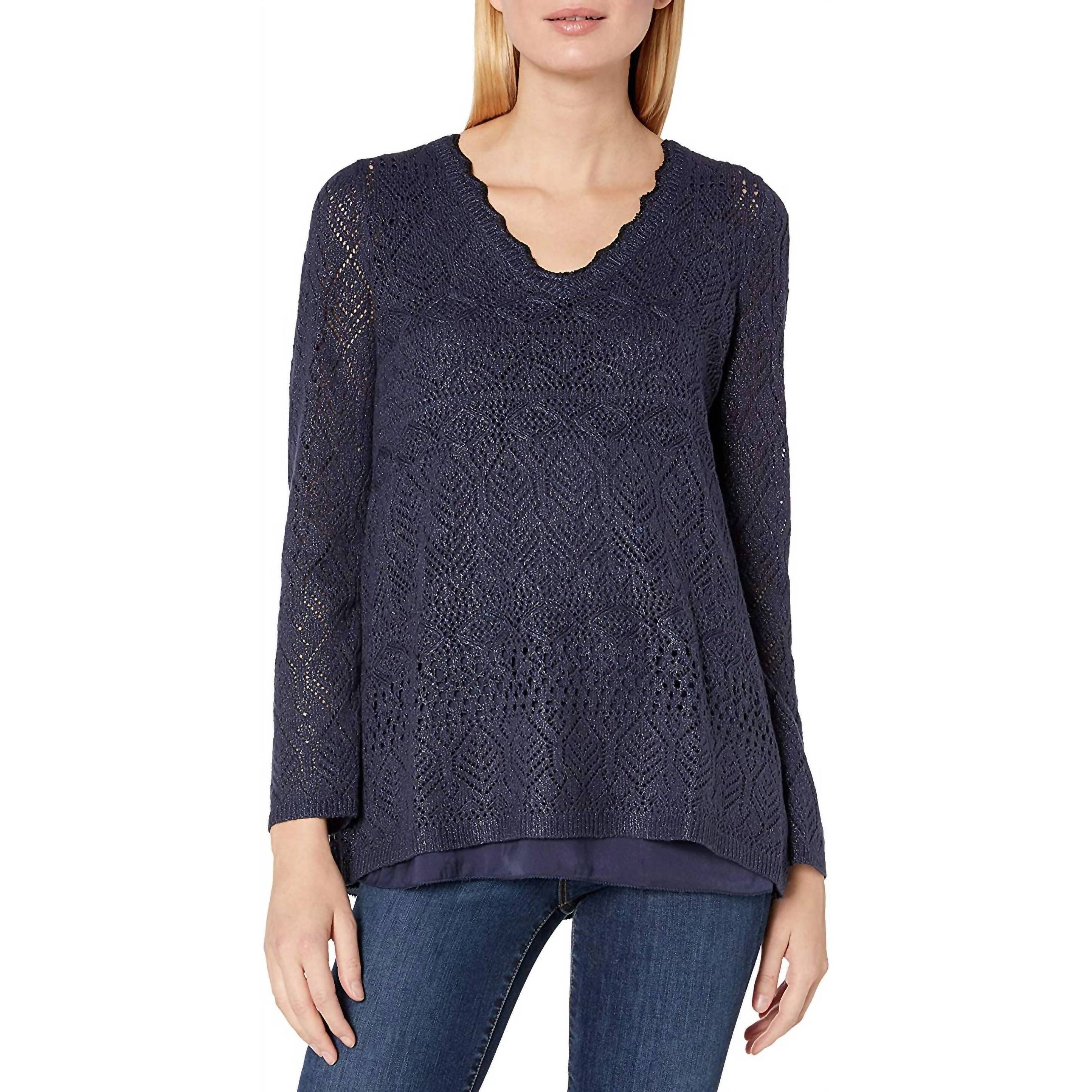 New Nic + Zoe Shine On Sweater In Dark Indigo